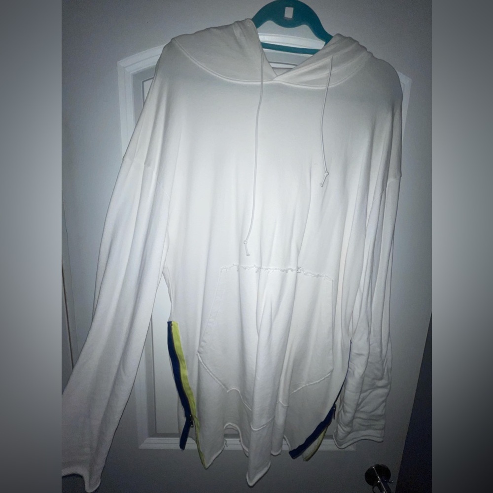White Hoodie Dress with Zipper on the side